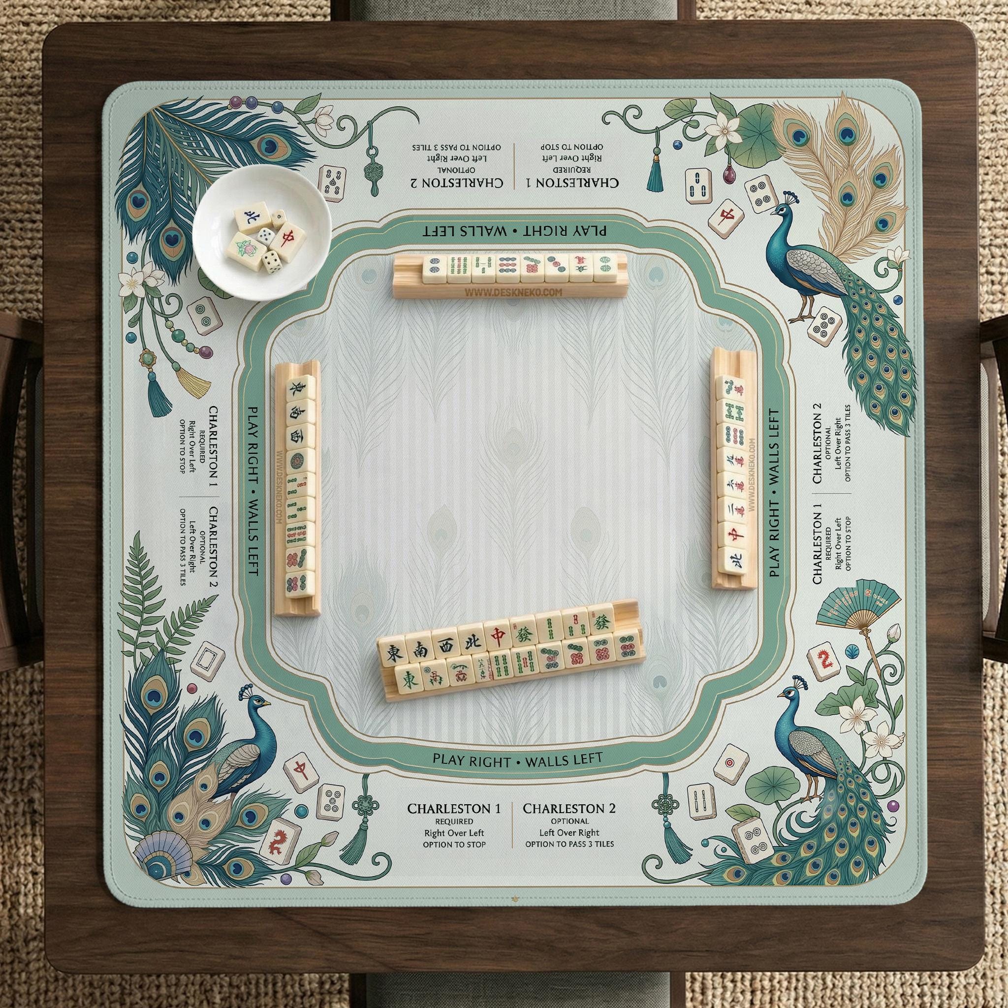 Mint Peacock Mahjong Mat image 3