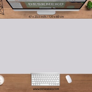 Grey Desk Mat off white, Plain Mouse Pad light gray, padded keyboard wrist rest, XXL XL Large gaming deskmat rgb led, Custom color mousepad