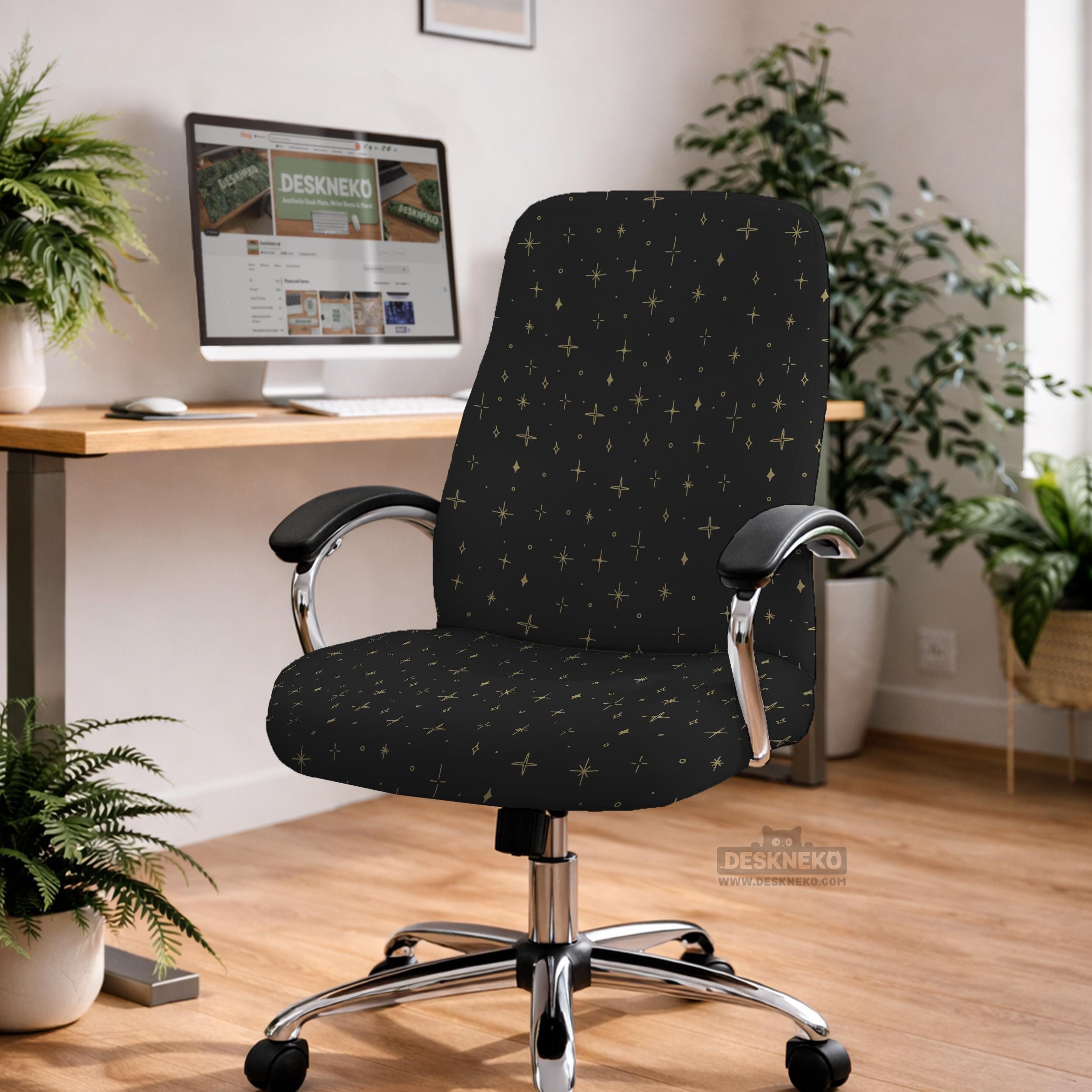 Black Gold Star Chair Cover image 4