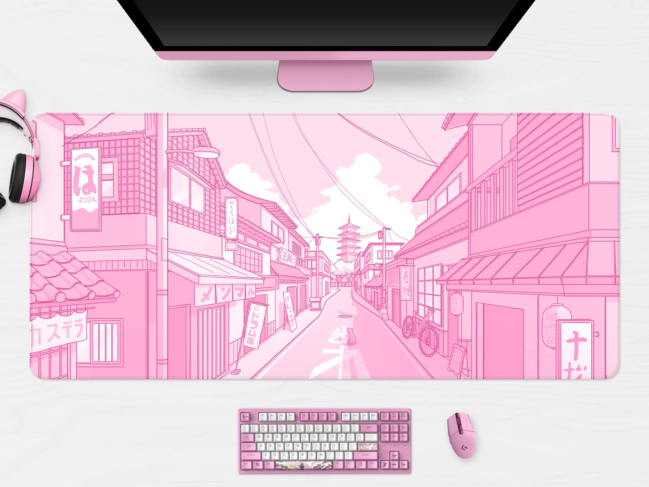 かわいいアニメデスクマットピンク、かわいいマウスパッド東京