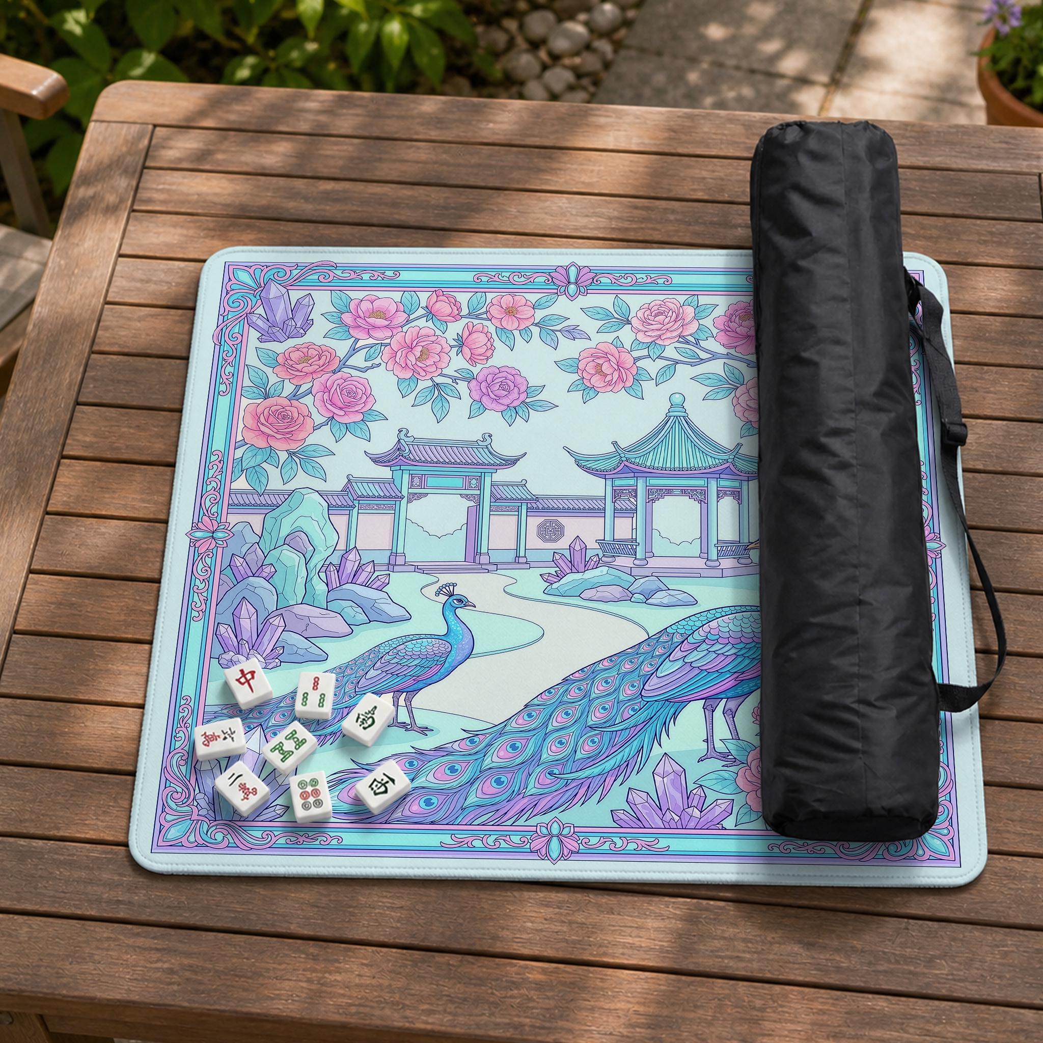 Turquoise Floral Mahjong Mat image 2