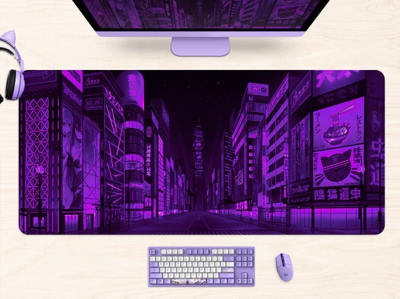 HUOCAIREN Tokyo City Anime Desk Mat, Kawaii Extra Large Mouse Pad for Desk,  Aesthetic Scenery XL XXL Gaming Mouse Pad, Desk Accessories for Women