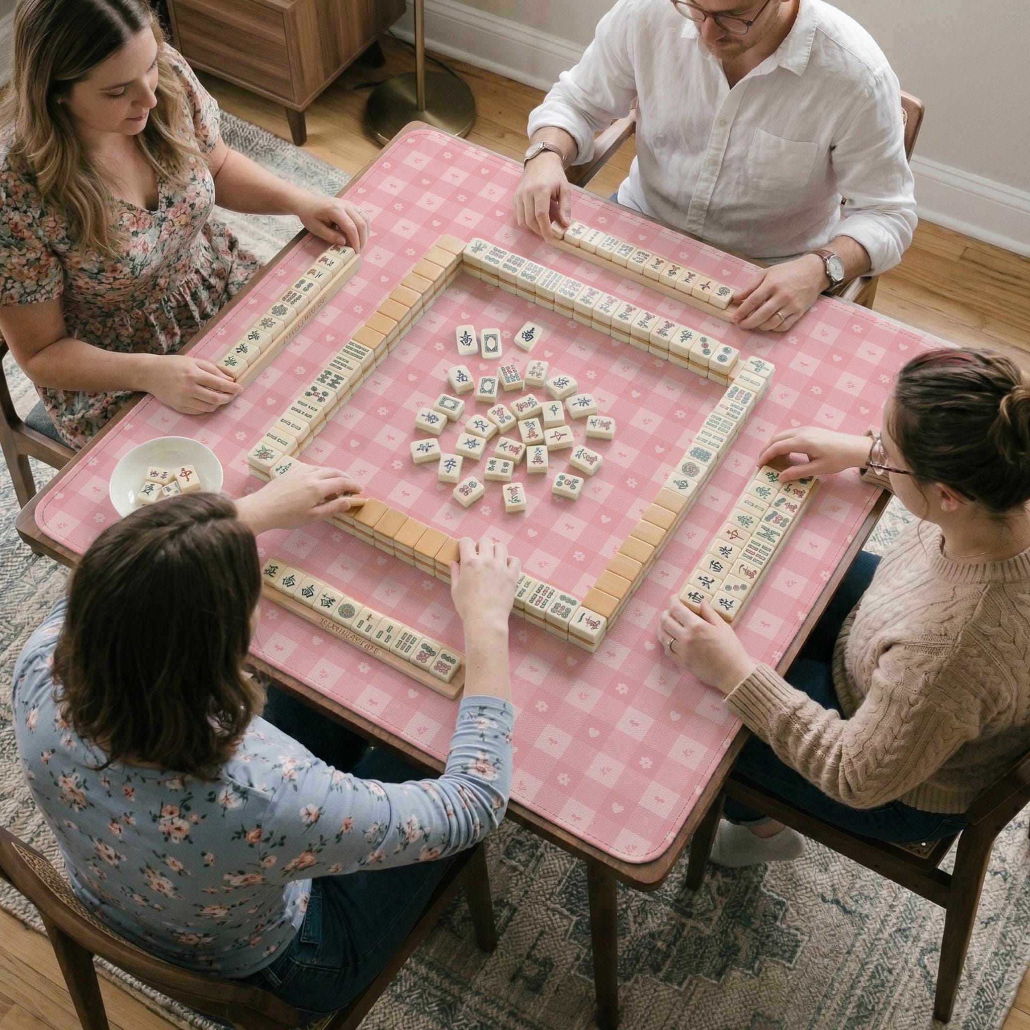 Pink Gingham Mahjong Mat image 2
