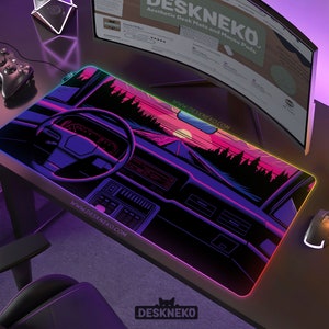 Vaporwave Racing Desk Mat: Retro 90s Mouse Pad Xl, Retrowave Gaming ...