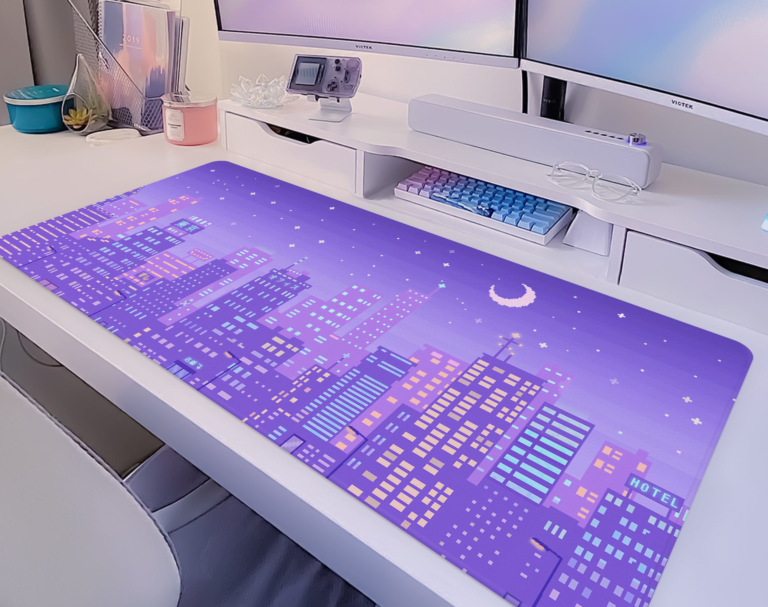 Purple Anime Sunset Desk Mat Kawaii Japanese Landscape Xl -  in 2023