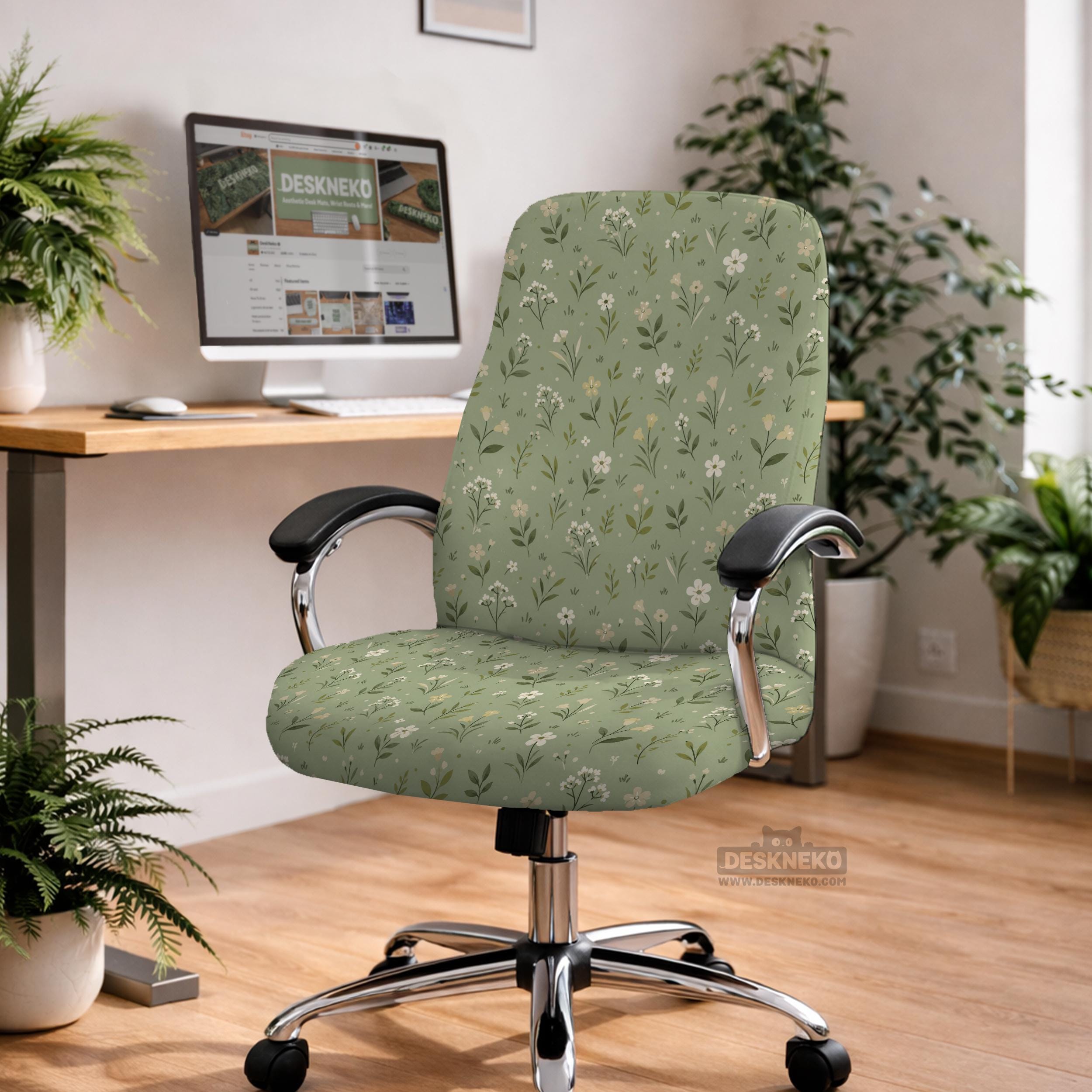 Sage Floral Chair Cover image 4