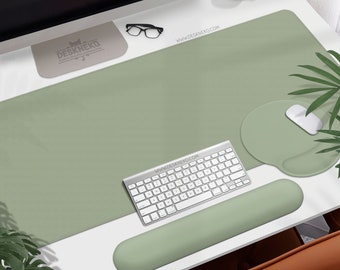 Sage Green Desk Mat: Large Mouse pad, Plain Mouse Pad, Extended Deskmat, office decor accessory, simple pastel color, Minimalist olive green