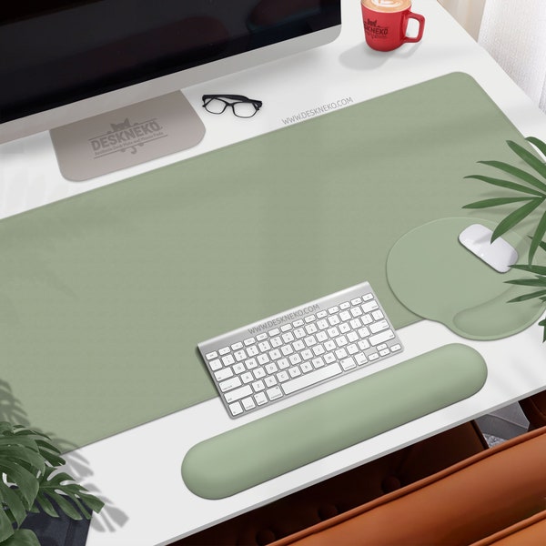 Sage Green Desk Mat: Large Mouse pad, Plain Mouse Pad, Extended Deskmat, office decor accessory, simple pastel color, Minimalist olive green