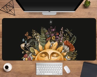 Tappetino Per Mouse XL 80x30 Cm – Decorativo Con Fiori E Piante Verdi – Base Antiscivolo E Bordi Cuciti