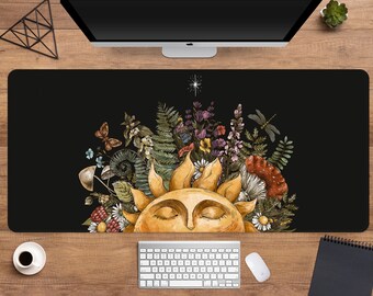 Tappetino Per Mouse XL 80x30 Cm – Decorativo Con Fiori E Piante Verdi – Base Antiscivolo E Bordi Cuciti