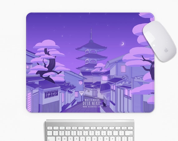 Kawaii Purple Space Cat Desk Mat Cute Anime Extended Mouse Pad Large XXL  Gaming Desk Pad Long Mousepad Keyboard Pad Mouse Desktop Mat 31.5''X15.7