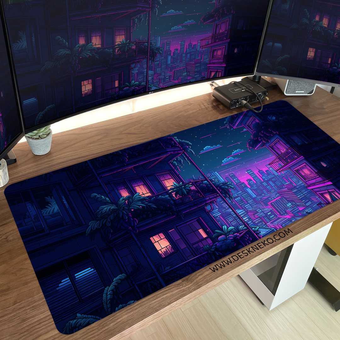 RGB Desk Mat Xl, Gaming Mouse Pad Led, Large PC Desk Mat Xxl, Vaporwave