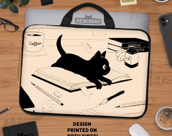 Cute Cat Laptop Sleeve, Anime Computer Bag, Kawaii Manga Gift, Soft beige cover for tablet/ipad/macbook pro 10 11 12 13 14 15.6 16 17&quot; inch