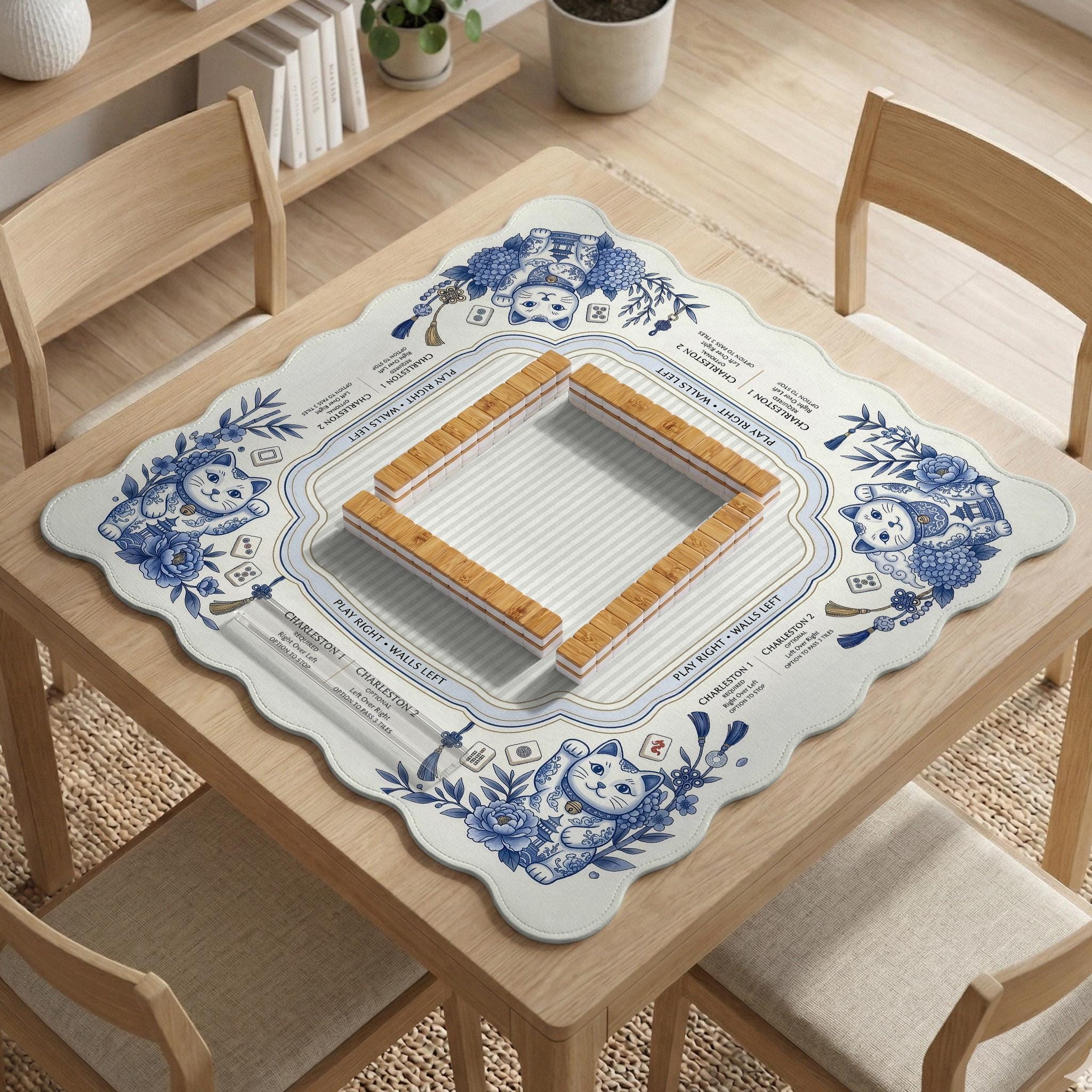 Blue Chinoiserie Mahjong Mat image 4