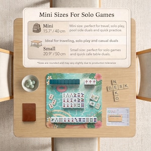 Mahjong Mat, Tropical Flamingo Poolside Table Mat, Aqua Pink Summer Mahjong Tablecloth Protector, Tabletop Game Play Mat, Travel Gift image 9
