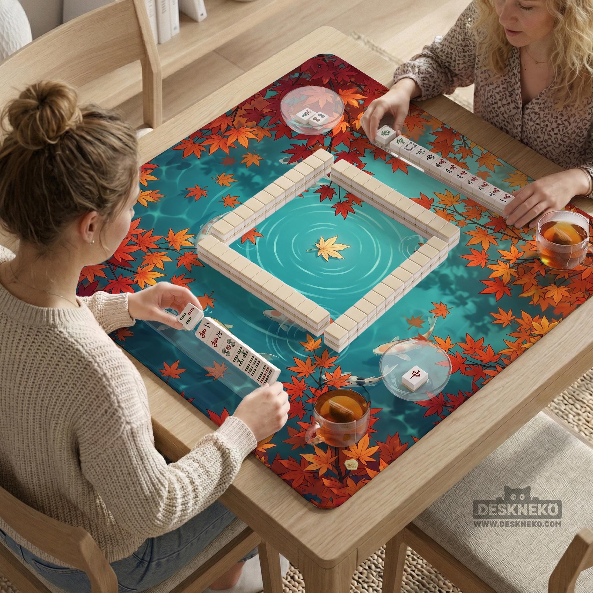 Teal Koi Mahjong Mat image 4