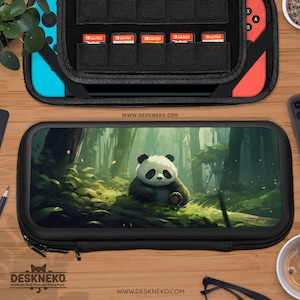 Nintendo Switch用ケース、かわいいパンダアニメライト/ OLEDキャリートラベルバッグゲームカードスロットカートリッジホルダースキンドックカバー、アクセサリー