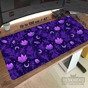 Celestial Desk Mat, Purple Mouse Pad, Large Mousepad XXL, led Crytal Moon, Pastel Goth Wiitchy deskmat xl, Cute aesthetic office decor gift