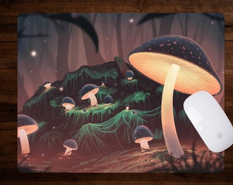 Forest Desk Mat witch, Nature Mousepad xxl, Magic mushroom forager, Cottagecore occult fairy fantasy, nature deskmat, xl mystical mouse pad