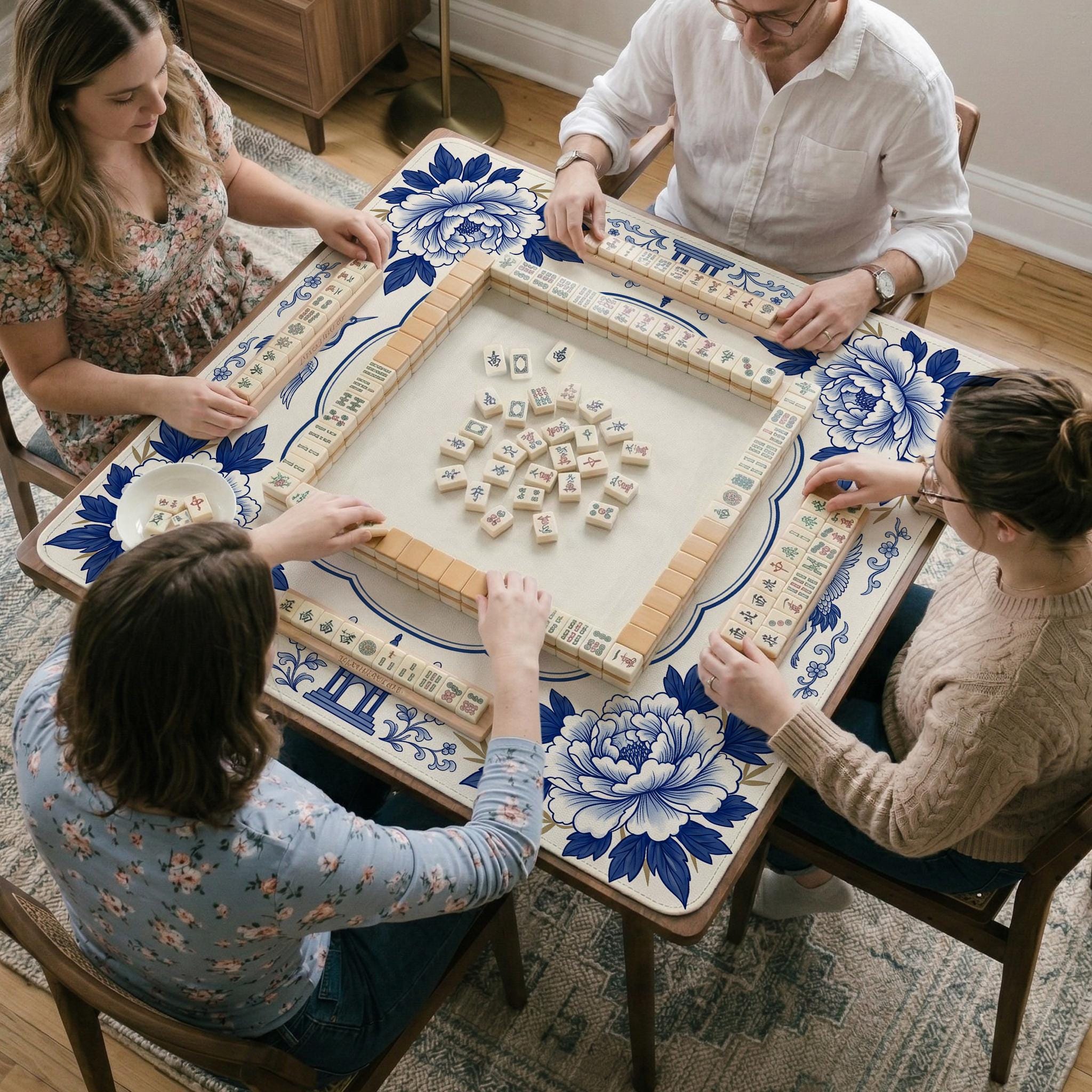 Blue & White Mahjong Mat image 4