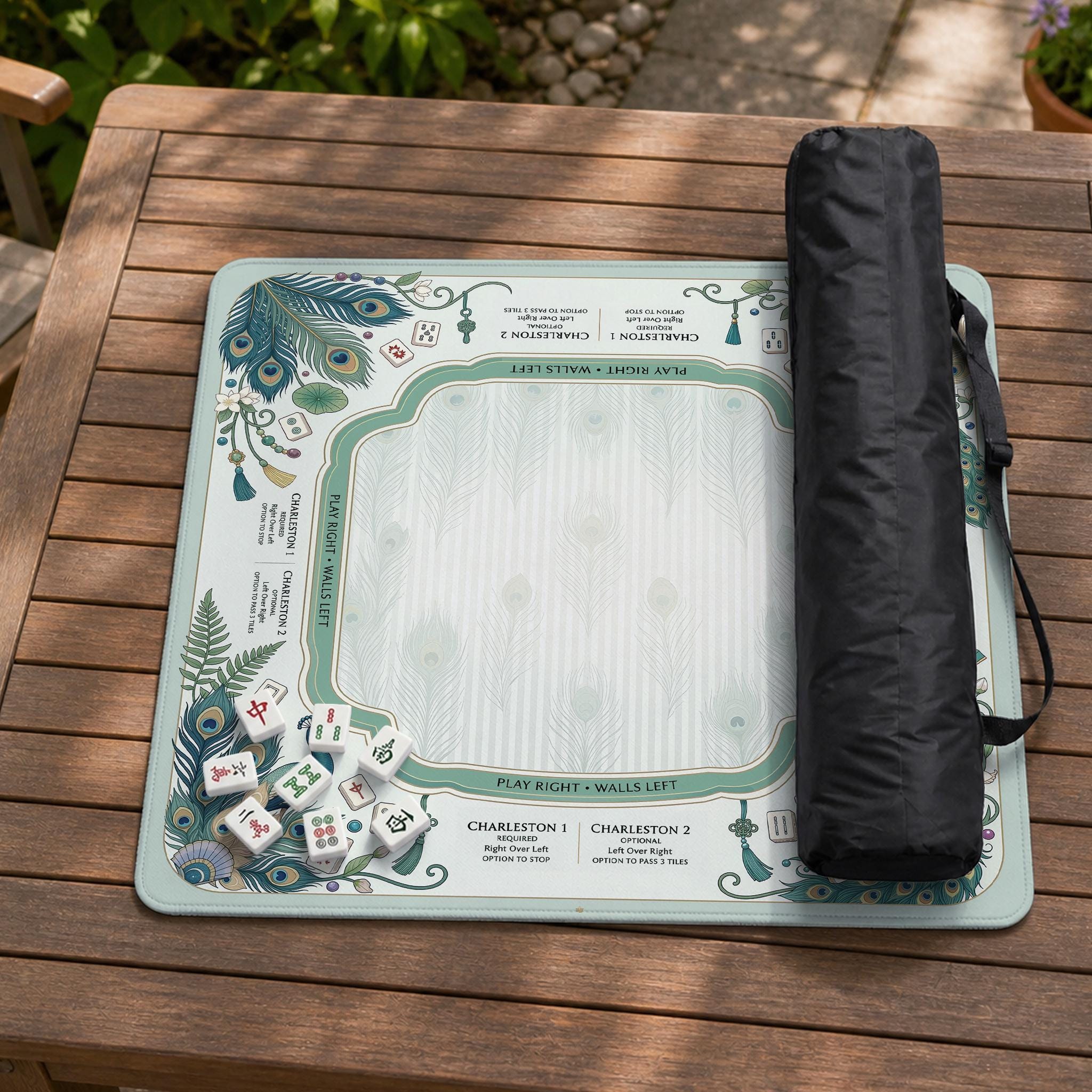 Mint Peacock Mahjong Mat image 2