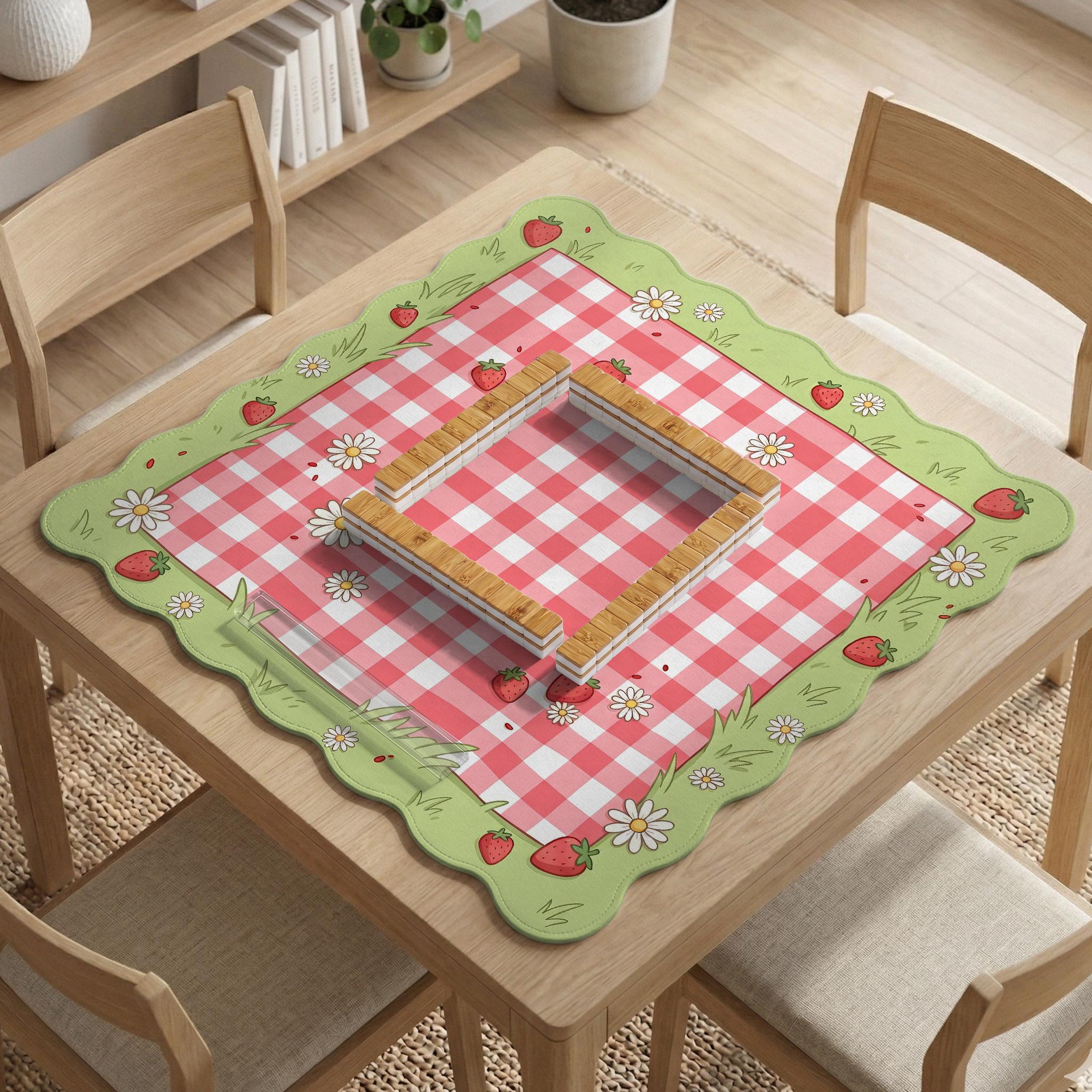 Pink Gingham Mahjong Mat image 2