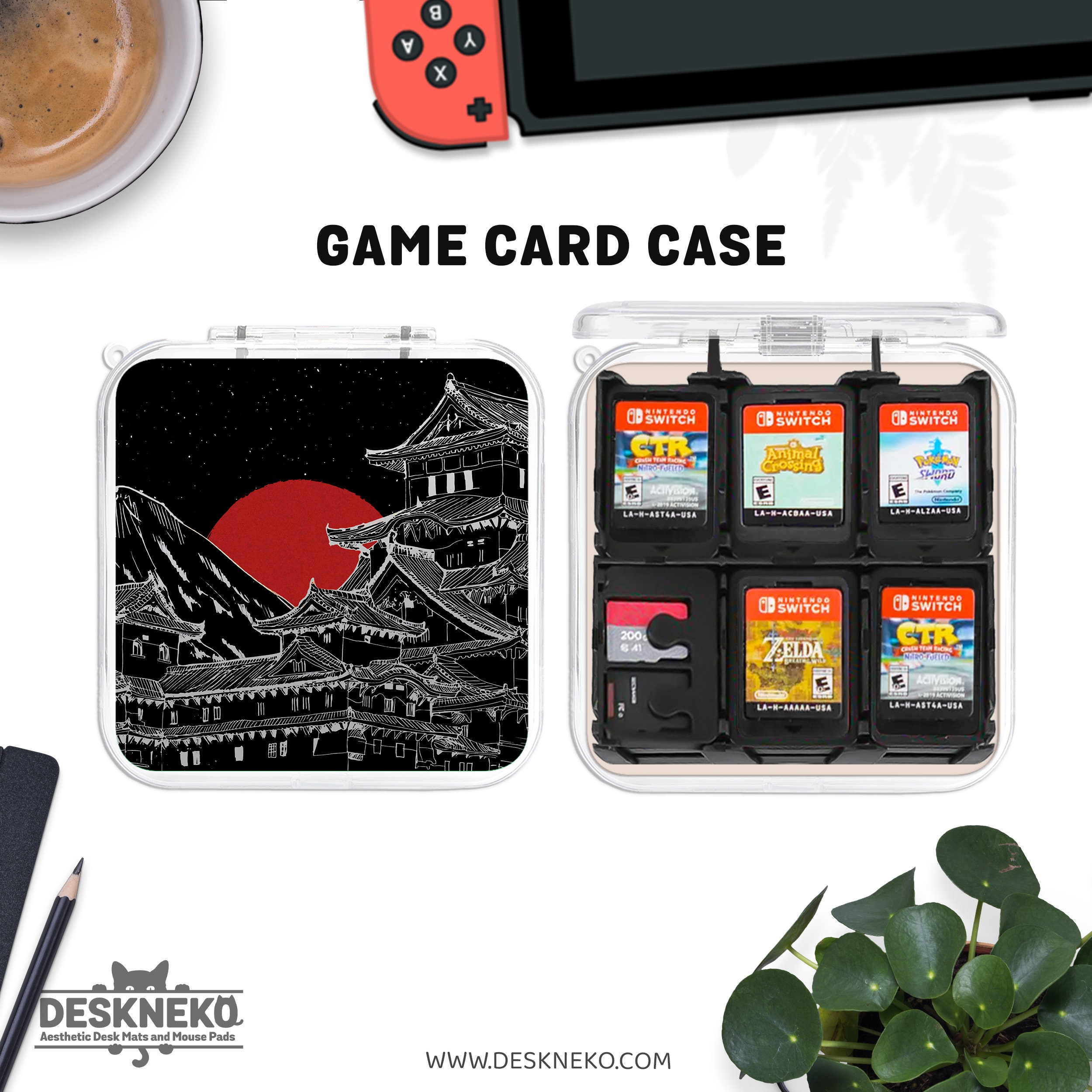 Japanese Case for Nintendo Switch, Red and Black Art, Lite Oled