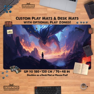 Dragon Playmat/Desk Mat, mtg battlezone, juego de cartas tcg japonés dnd tablero de goma cosido xl, gran escritorio gigante personalizado/almohadilla de ratón/Plat Mat