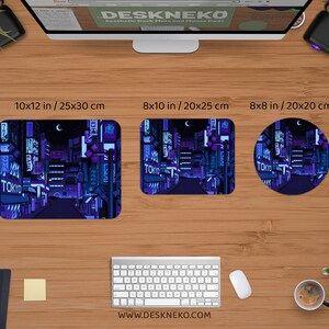 Gaming-skrivbordsmatta blå, stor musmatta rgb, Vaporwave Tokyo city street anime handledsstöd, bred XXL LED-skrivbordsmatta japansk musmatta för spelare bild 7