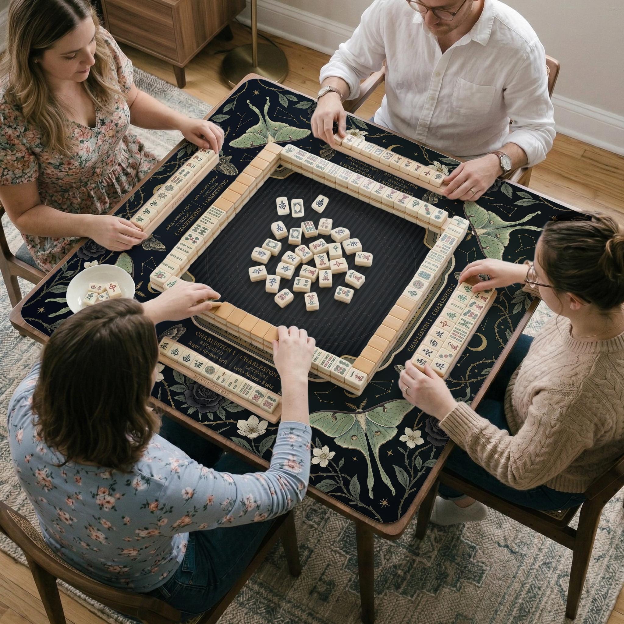 Dark Floral Mahjong Mat image 4