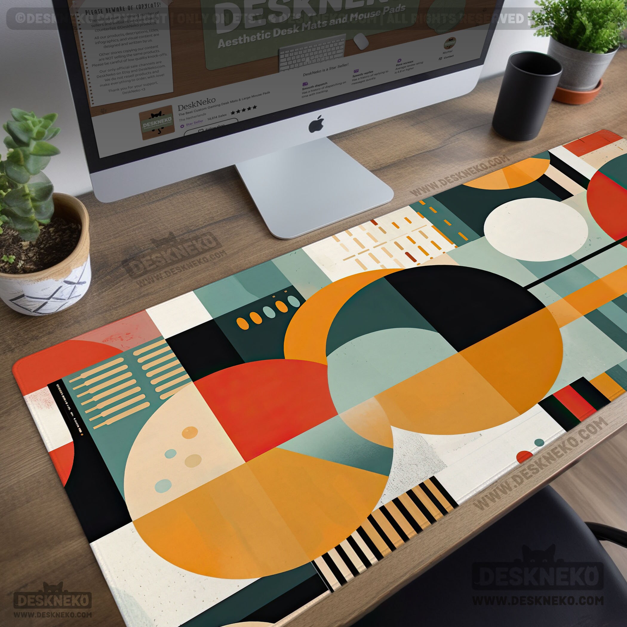 ICasso Rug Desk Mat Retro,Extra Large Desk Pad Non Slip,XXL Keyboard