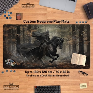 Black Rider Playmat/Desk Mat, Horse tcg card mtg play mat, dos nove, dnd dd table matt, gigante personalizado Deskmat/Mouse pad xxl, 24 14 60 35,