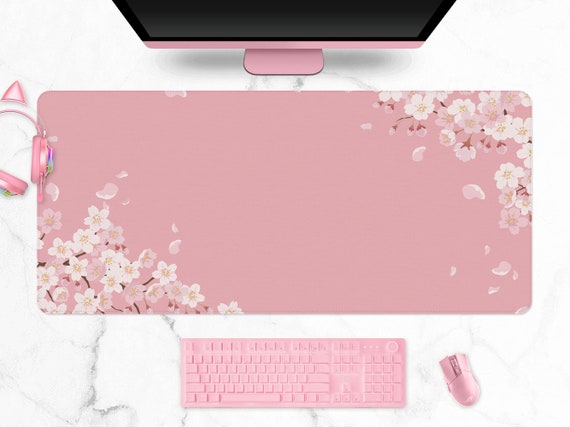 Japanese Red Cherry Blossom Sakura Mouse Pad White Xl, Extended Large Mouse  Pad, Sakura Mousepad, Floral Long Big Desk Mouse Mat, Cherry Blossom Decor