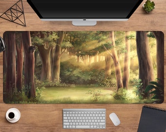 Podkładka pod mysz Forest Desk Mat (3 kolory), zielona podkładka pod mysz w stylu anime, podkładka pod mysz Cottagecore boho, podkładka pod mysz XXL w kolorze brązowym, podkładka pod mysz Forest Desk Mat, 6 rozmiarów