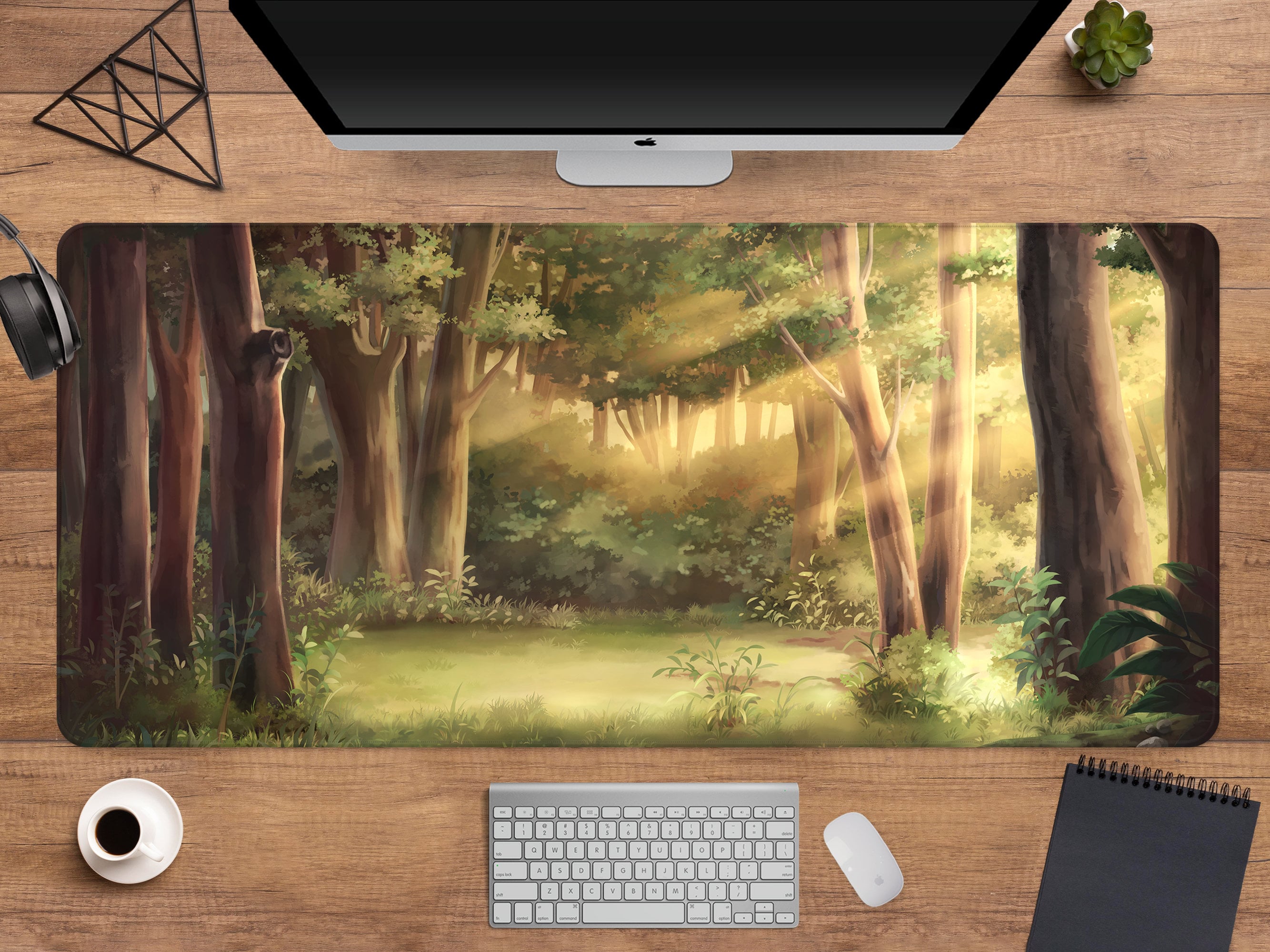 Forest Desk Mat (3 Colors), Green Mousepad Anime Aesthetics
