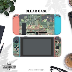 Schattig hoesje voor Nintendo Switch, Groene cottagecore Kawaii anime kikkers, Lite & Oled Hard shell base cover, spelhouder, Reisetui