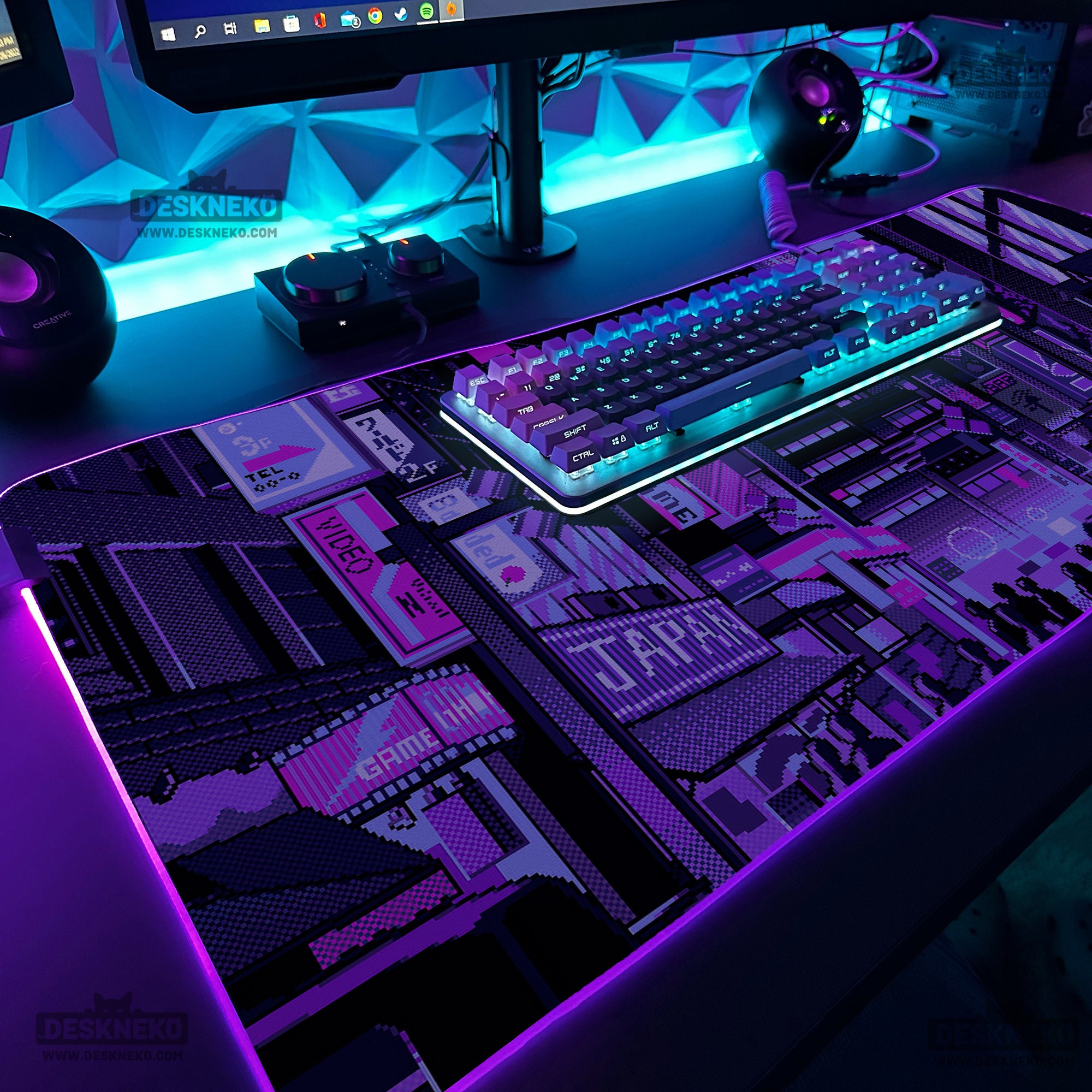 Anime Desk Mat, Purple Mouse Pad Large, Led Mousepad Xxl, Vaporwave ...