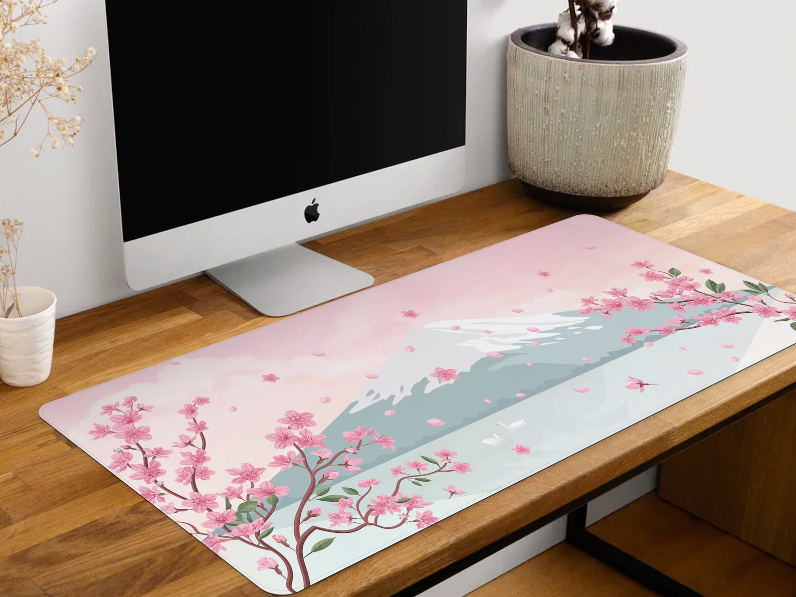 Fuji Cherry Blossom Desk Mat Japanese Mouse Pad Cute Minimal - Etsy