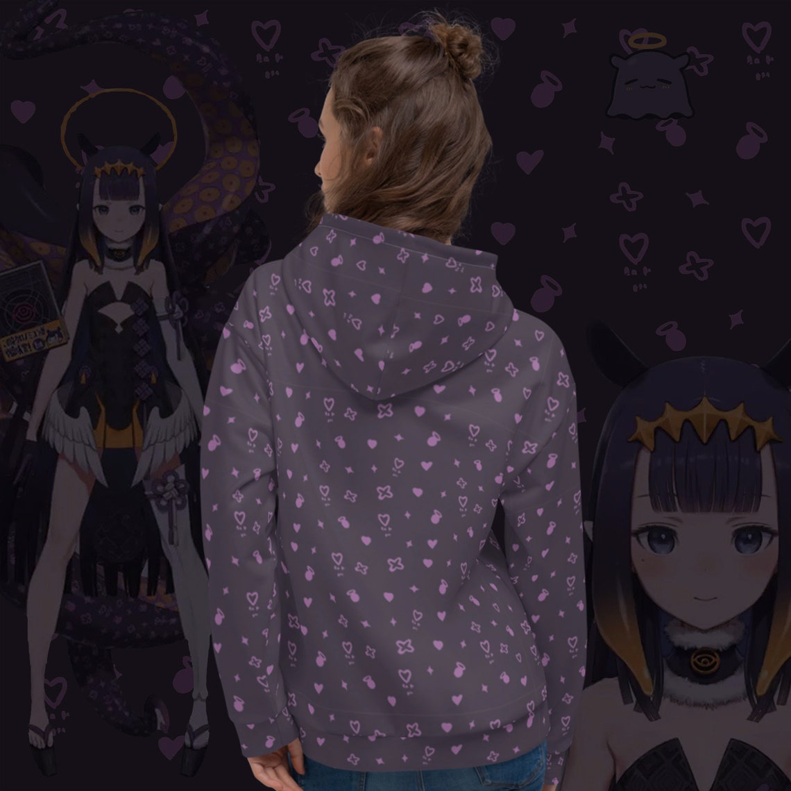 Ninomae Ina'nis hololive pattern hoodie Full cover print | Etsy