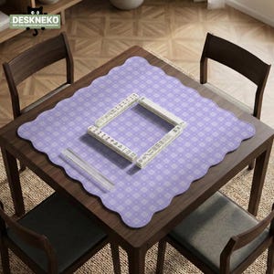 Mahjong Mat, Lavender Gingham Mahjong Table Mat, Cute Kawaii Pastel Play Mat, American Chinese Riichi Tile Tabletop Game Gift