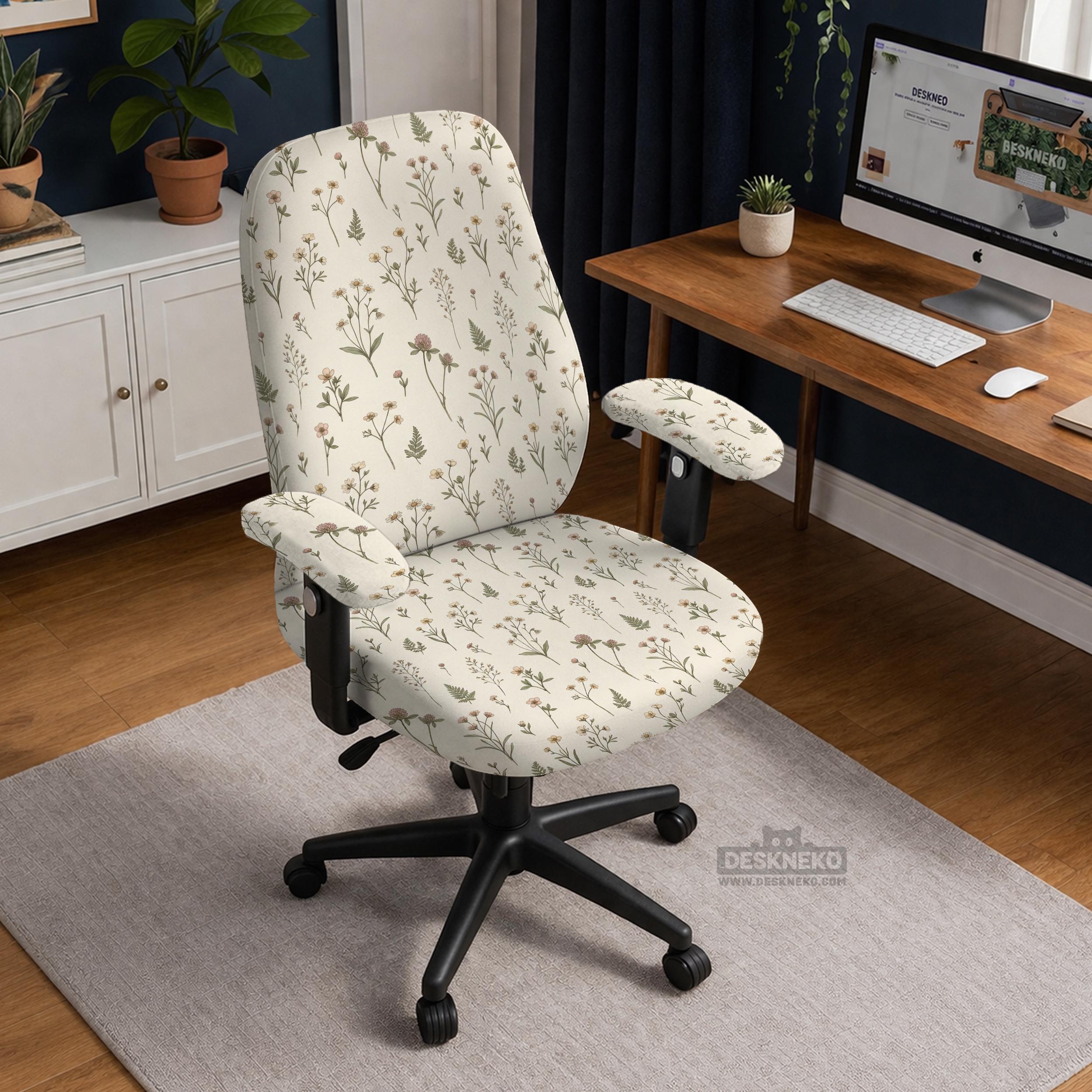 Cream Floral Chair Cover image 2