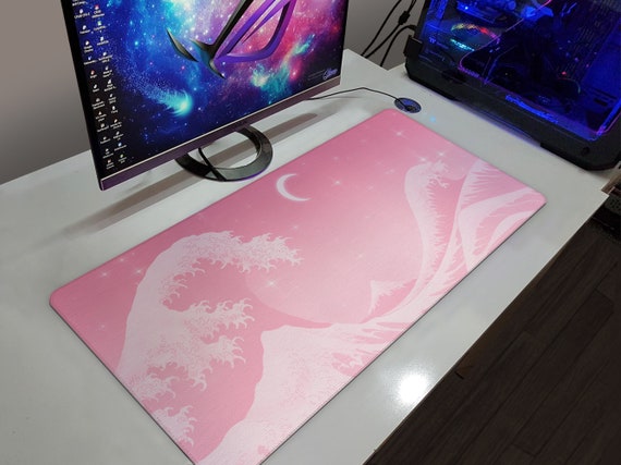 Tapis de bureau rose pastel, La Grande Vague de Kanagawa, Tapis de