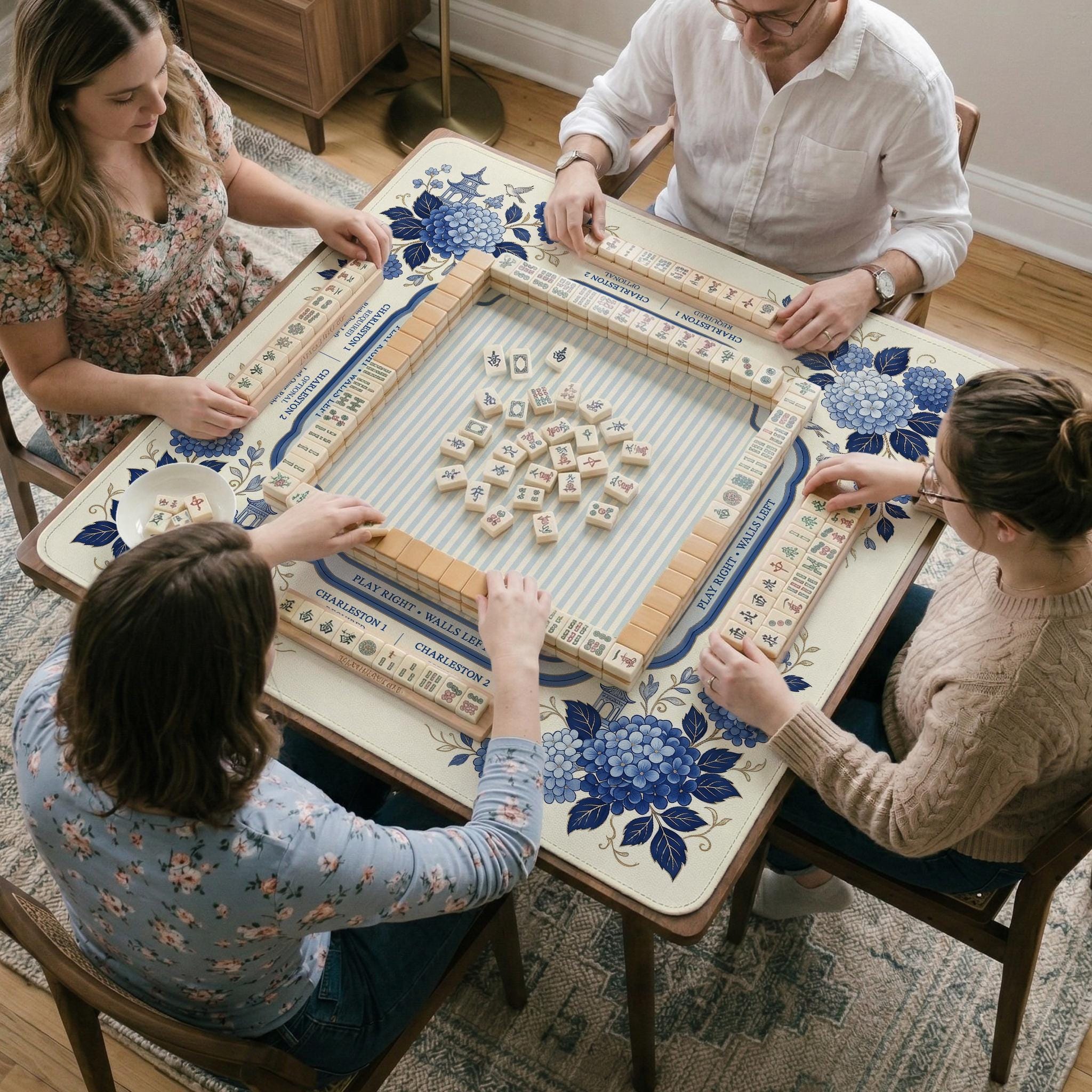 Blue Chinoiserie Mahjong Mat image 3