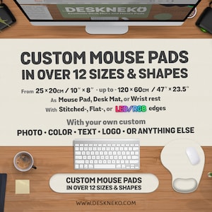 Personalized Mousepads, Custom Desk Mats, and soft Wrist Rest, Small Large or XXL, Non-Slip Round/Square/Rectangle, LED/RGB/Stitched edge