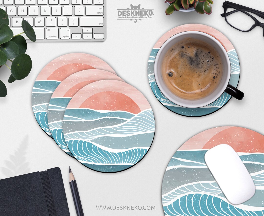 Mid Century Modern Coasters, Cute Drink Coasters, Coastal Art Deco