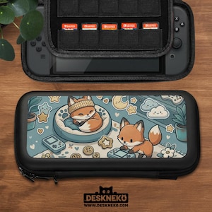 Teal Kawaii Switch Case, Cute Fox Carrying Case for Switch 2 and Switch 1 Lite OLED