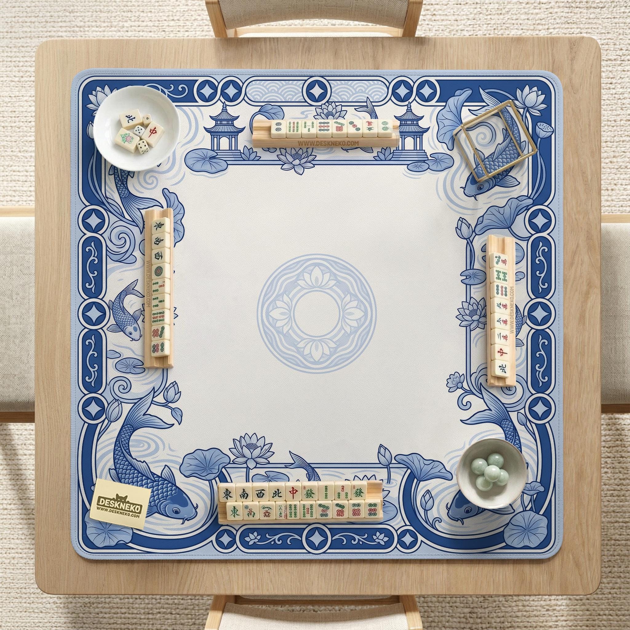 Navy Lotus Mahjong Mat image 2