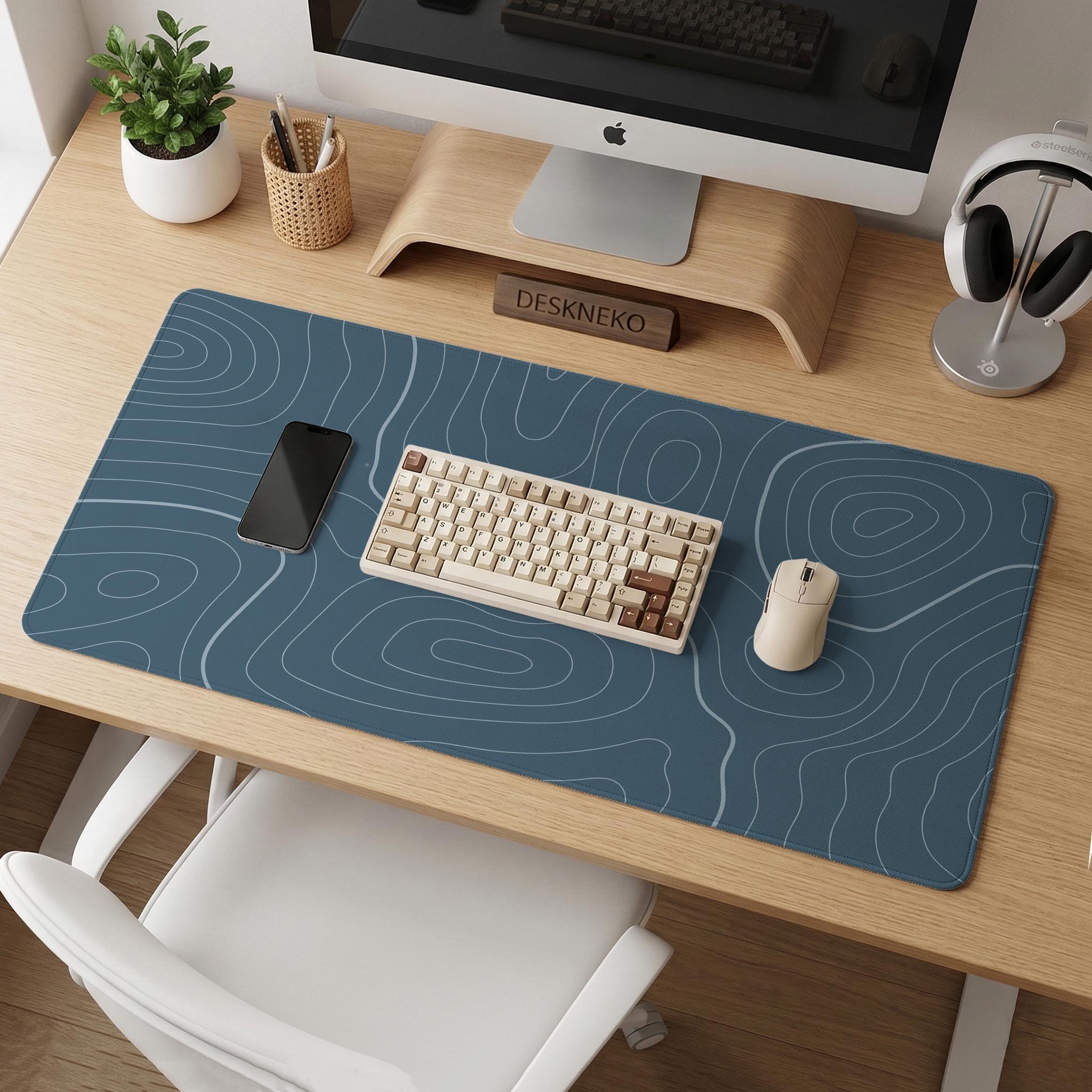 Blue Contour Line Desk Mat image 2