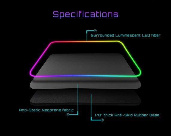 Tappetino da scrivania LED personalizzato, tappetino per mouse da gioco XL  RGB con luci regolabili, tappetino da scrivania per giocatori extra large,  tappetino per mouse da gioco personalizzabile al neon 