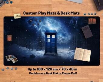 Time Machine Playmat/Desk Mat, tcg card game dnd dd mtg play mat stitched, who travel space between, large custom giant Deskmat/Mouse pad